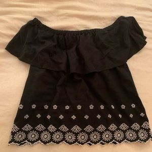 Old Navy Black Eyelet Off The Shoulder Top